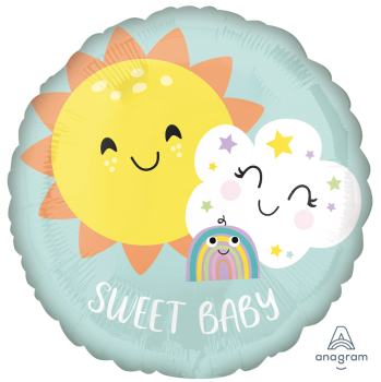 Folienballon - Sonne, Wolke und Regenbogen; sweet baby - ø 43cm